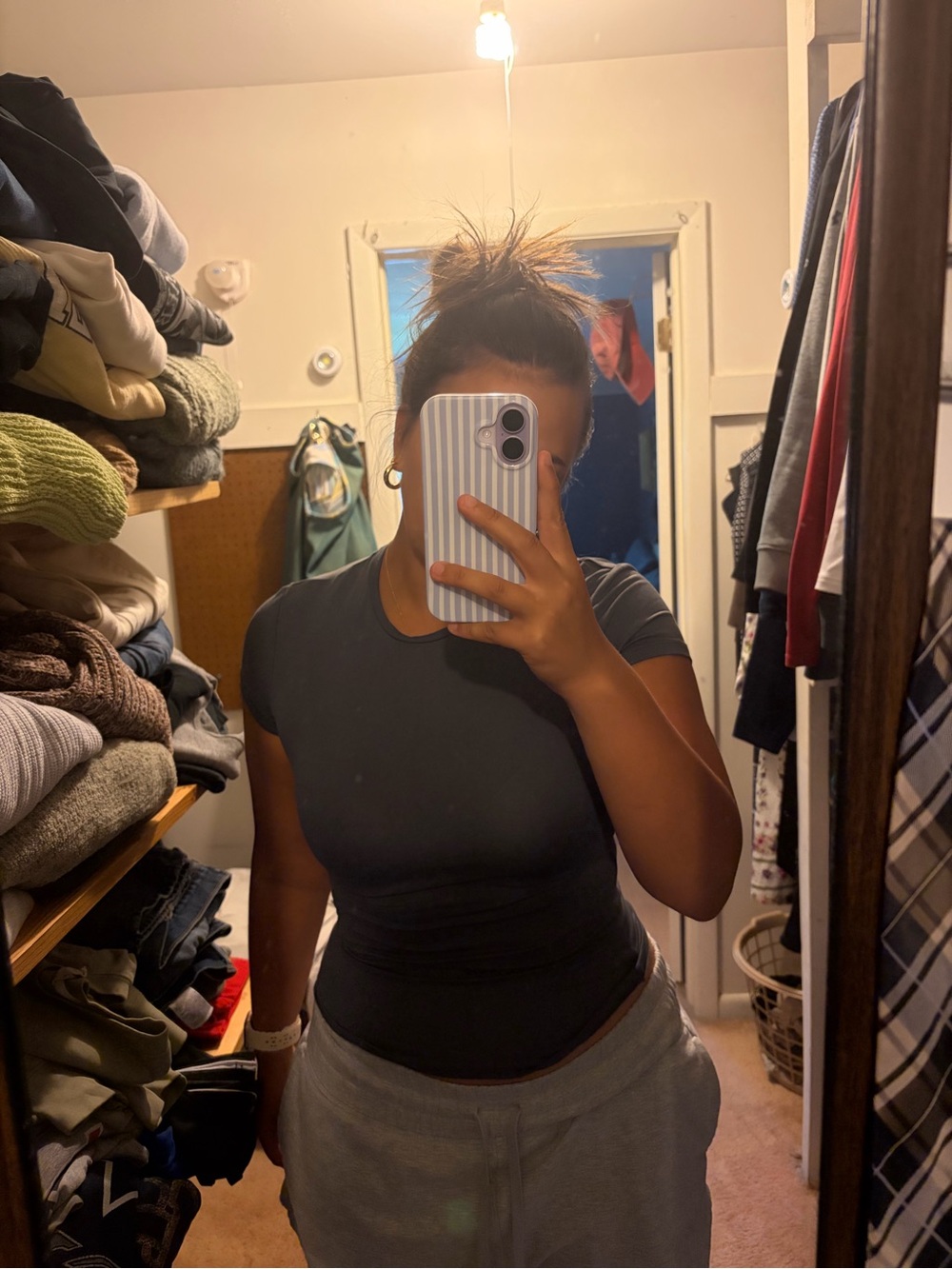 T.J.Maxx Women's Fitted Crewneck Crop Top in Charcoal